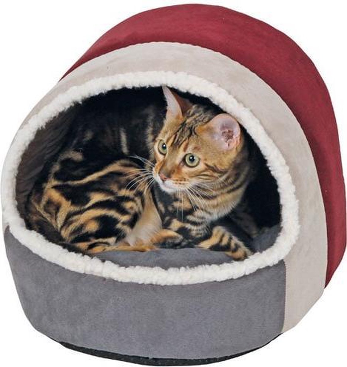 Kattenmand Amelie "Rood/grijs" (35*33*32)