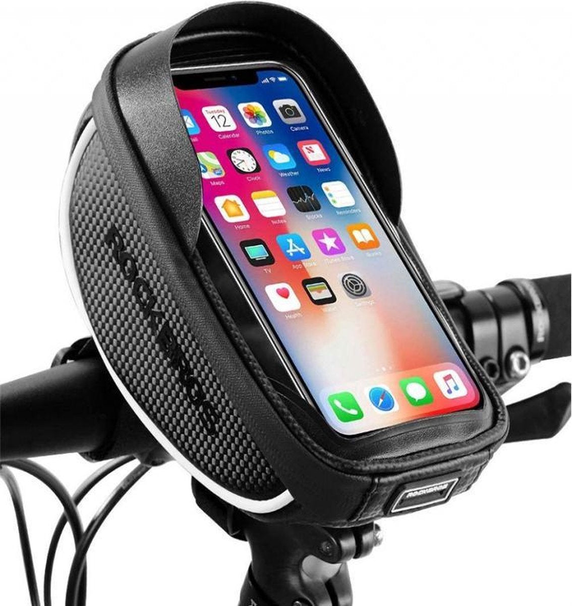 Originele waterdichte fiets stuurtas met telefoonhouder en opbergvak - Fiets stuur smartphone tas - Telefoonhouder - Mobielhouder fiets - Fietstas telefoon - Fietstas mobiel - Waterdichte fietstas - Geschikt voor o.a. iPhone X