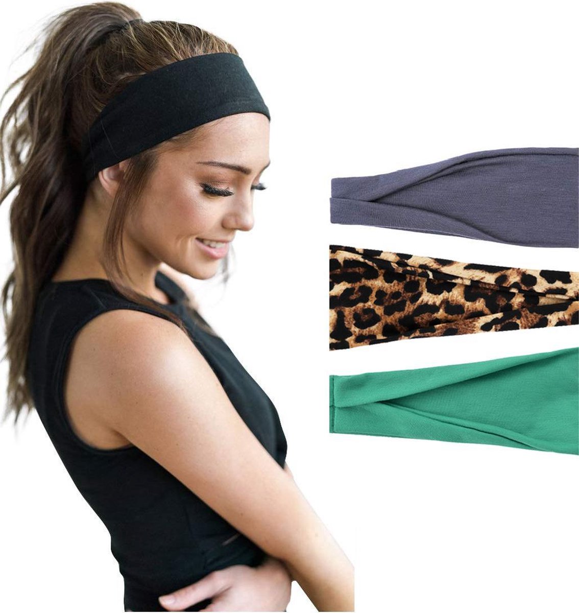 LIXINN®Set 3 stuks haarbanden - Sport haarbanden - Kleur 6 - Hoofdband dames - Volwassenen - Elastisch antislip - Yoga - Hardlopen - Haaraccessoires