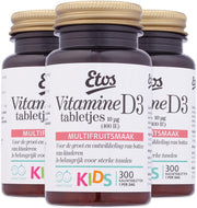 Etos Kids Vitamine D3 10 µg  - 900 kauwtabletten (3x 300) - familie pack