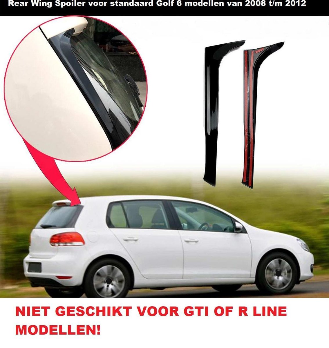 Achterraam Spoiler Wings Achterruit Spoiler Geschikt Voor Standaard VW Golf 6 TDI TSI DSG