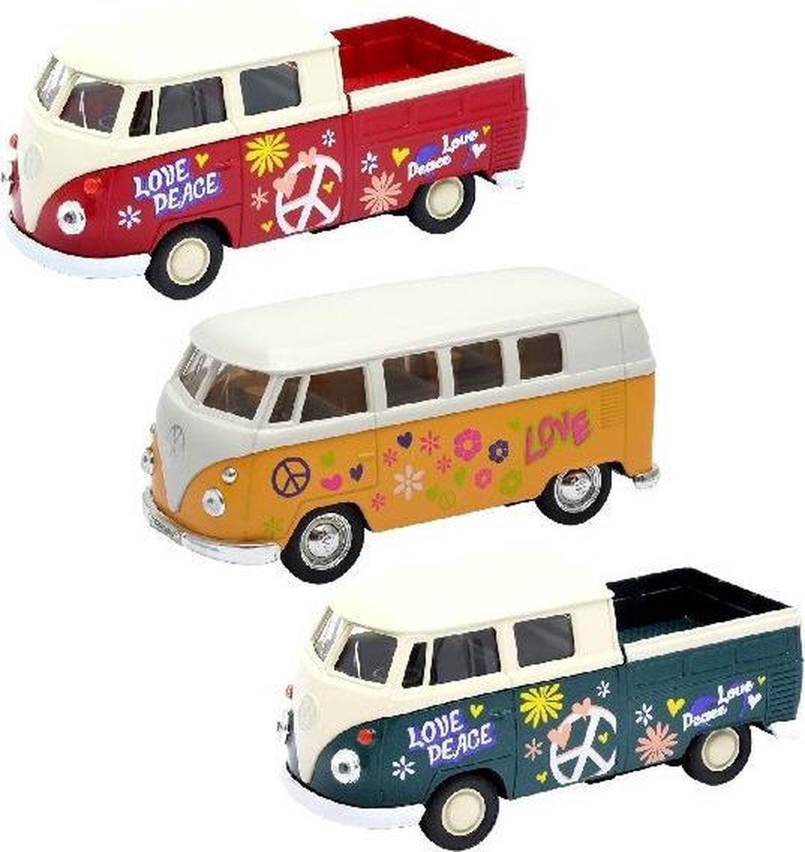 Welly Volkswagen Pick Up/Bus T1 Assorti Display 12 Stuks