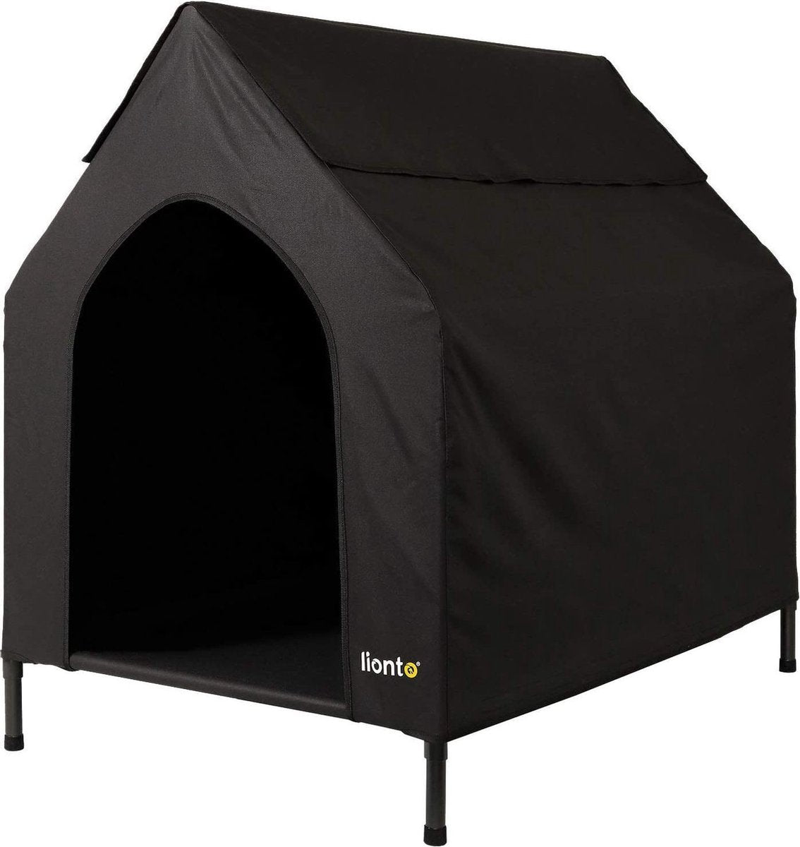 Rexa® Overdekte hondenmand 130 x 85 x 113cm (L) zwart - binnen & buiten Verhoogd hondenhok met dak - Hondenbed