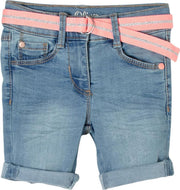 s.Oliver Jeans Meisjes Short - Inclusief Roze Riem - Korte Spijkerbroek - Lichtblauw - Maat 116