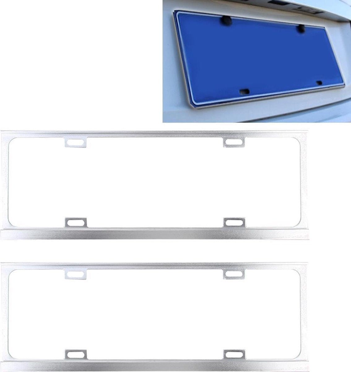 2 STKS Auto Kenteken Frames Auto Styling Kenteken Frame Magnesiumlegering Universele Kentekenplaathouder Auto-accessoires (zilver)