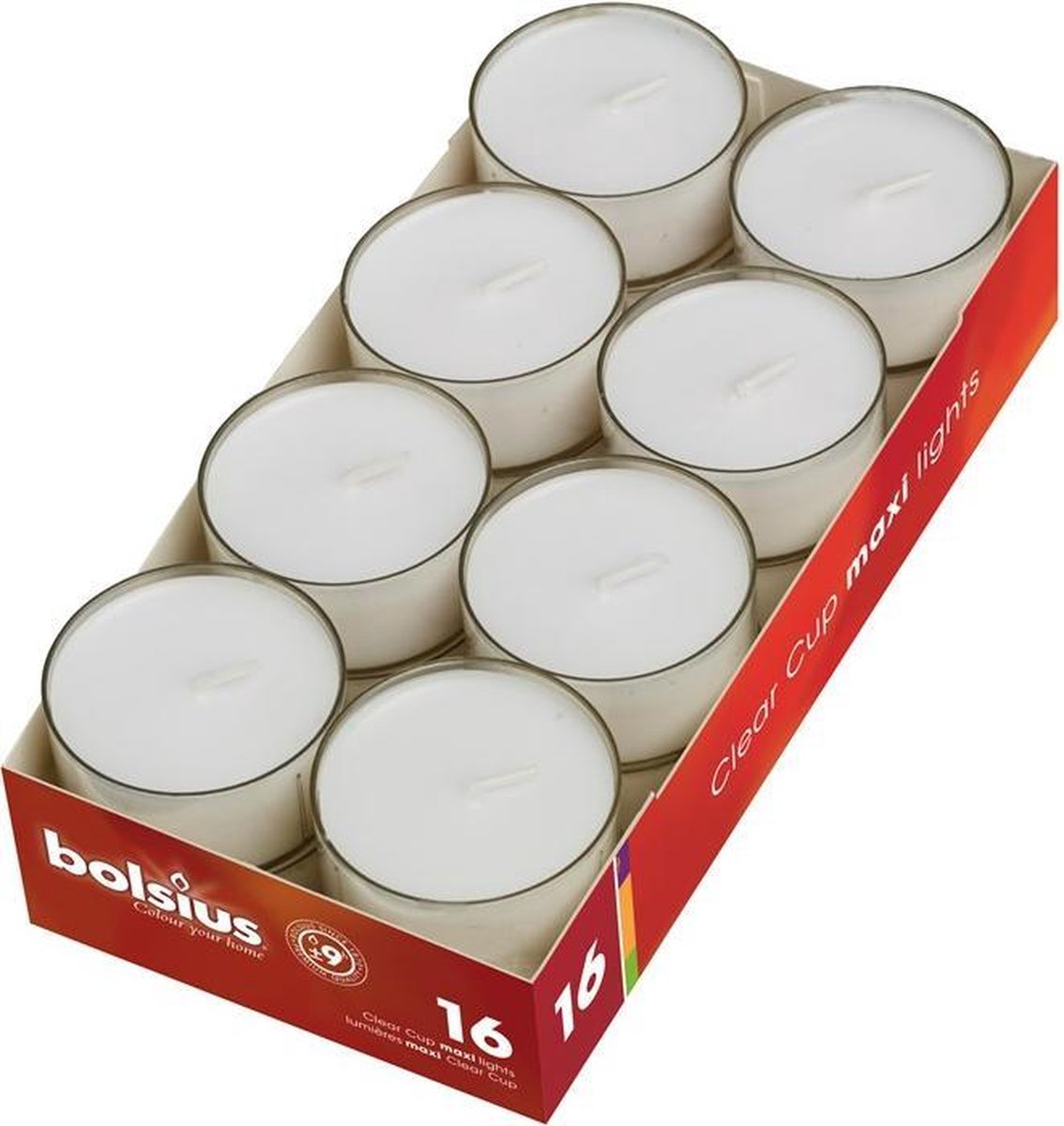 Bolsius Maxi licht 9u doos 16 wit
