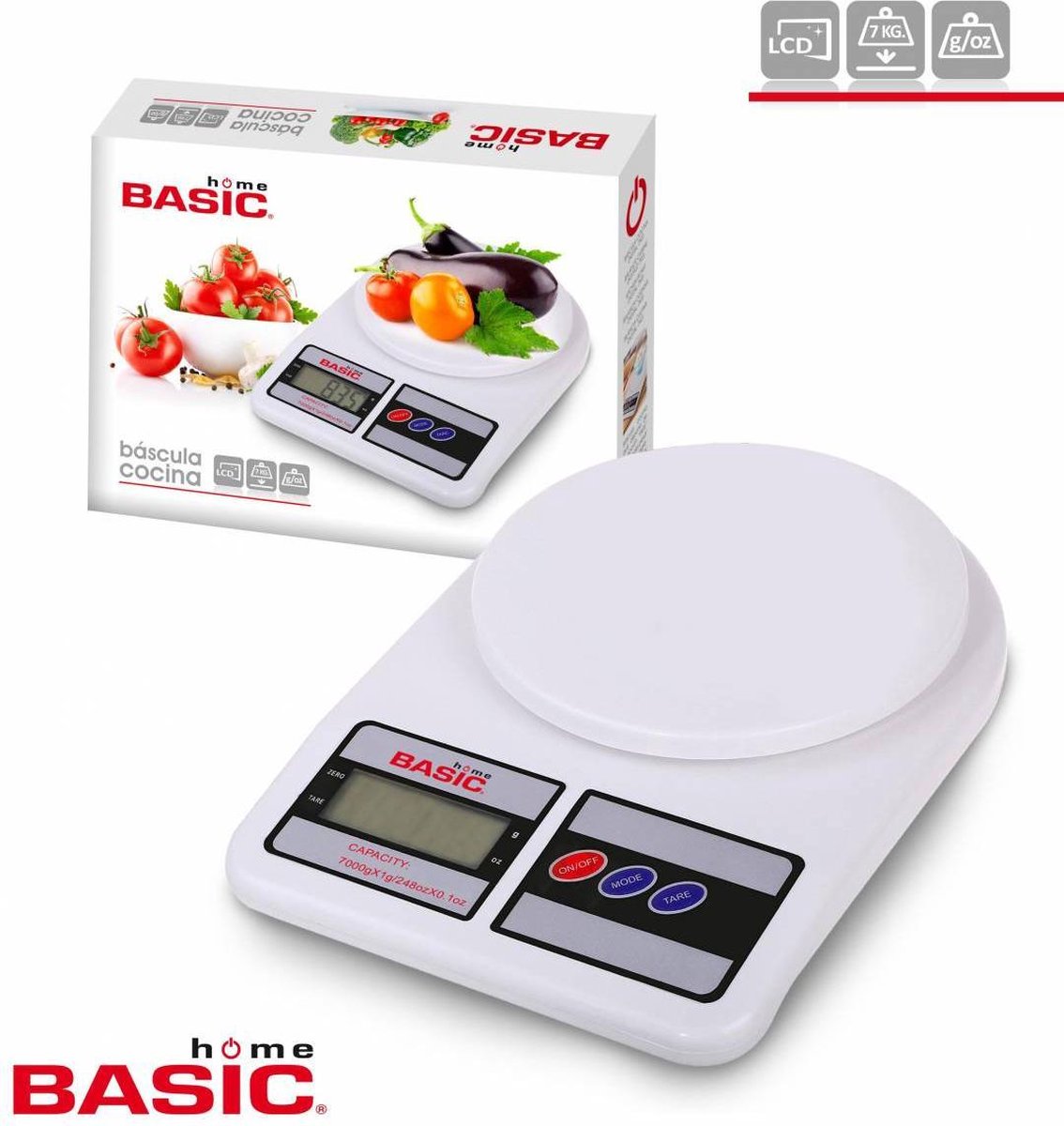 Home Basic keukenweegschaal - tot 7kg - wit