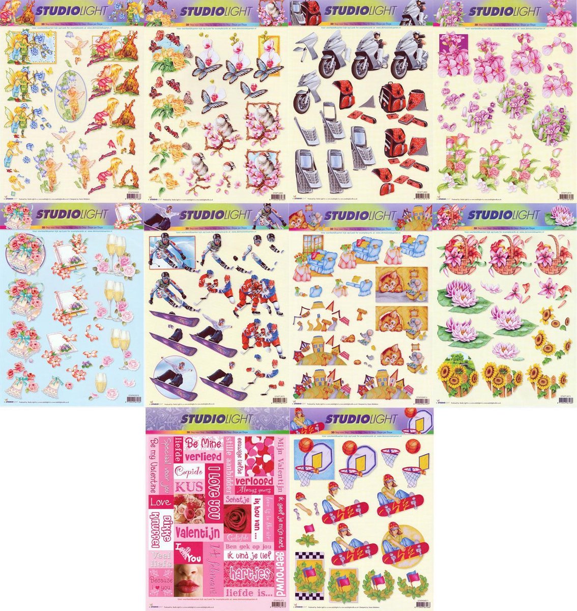 10x 3DA4 Knipvellen - Voor elk wat wils - Maak prachtige kaarten en scrapbook