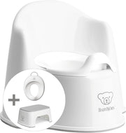 BABYBJÖRN Startkit - Plaspotje Zetel Wit Grijs en Opstapkrukje Wit Grijs en Toilettrainer Wit Grijs - Startkit Wit-Grijs