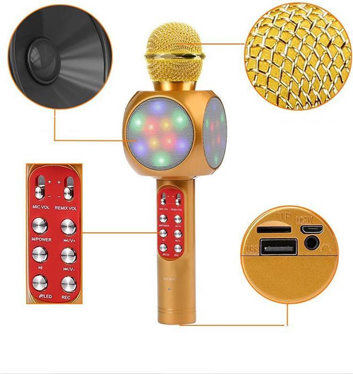 Karaoke microfoon (goud) - Draadloos - Bluetooth speaker - TikTok trend - Android - iOS