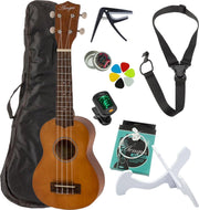 Áengus sopraan ukelele set - 8 delig - houtkleur