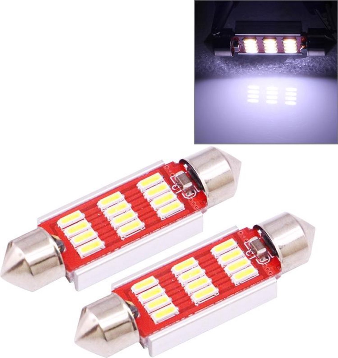 2 STKS 41mm 3.5 W 180LM Wit Licht 12 LED SMD 4014 CANBUS Kenteken Leeslampjes Auto Gloeilamp