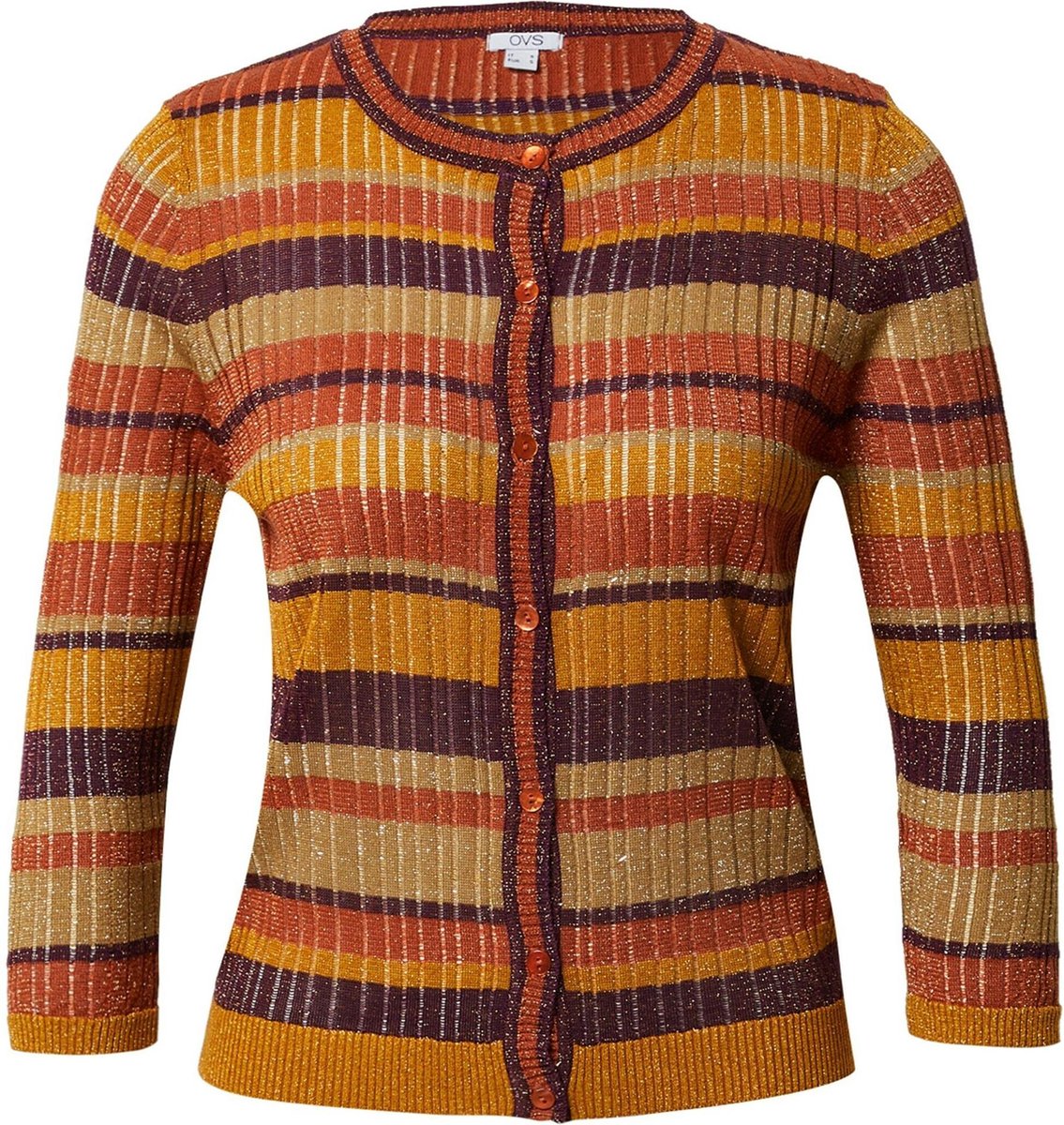 Ovs gebreid vest a-jour Bruin-M