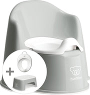 BABYBJÖRN Startkit - Plaspotje Zetel Grijs Wit en Opstapkrukje Grijs Wit en Toilettrainer Wit Grijs - Startkit Grijs-Wit