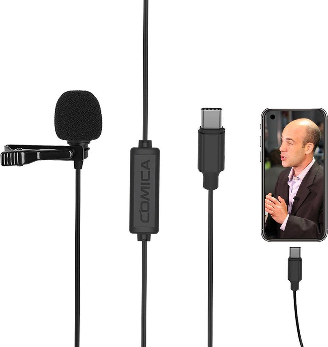 Comica CVM-V01SP (UC) speldmicrofoon voor smartphones met USB-C-aansluiting