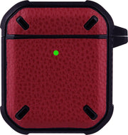 Apple Airpods Pro Lederlook Case - Softcase - Sleutelhanger - Silliconen - Leer - Apple Airpods - Rood