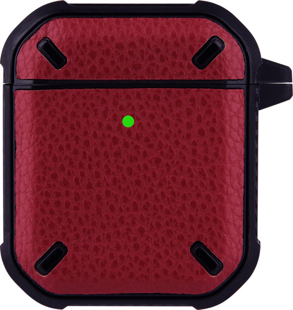 Apple Airpods Pro Lederlook Case - Softcase - Sleutelhanger - Silliconen - Leer - Apple Airpods - Rood