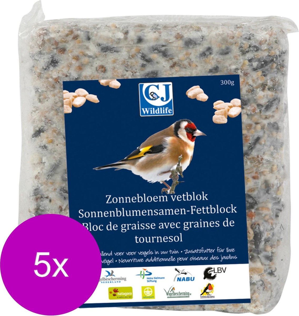 Wildbird Vetblok - Voer - 5 x Zonnebloem