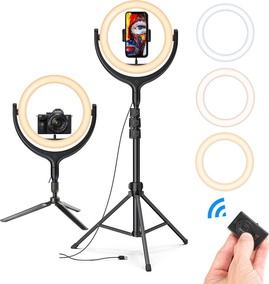 LURK® Ringlamp set 12 inch PRO met verstelbaar statief