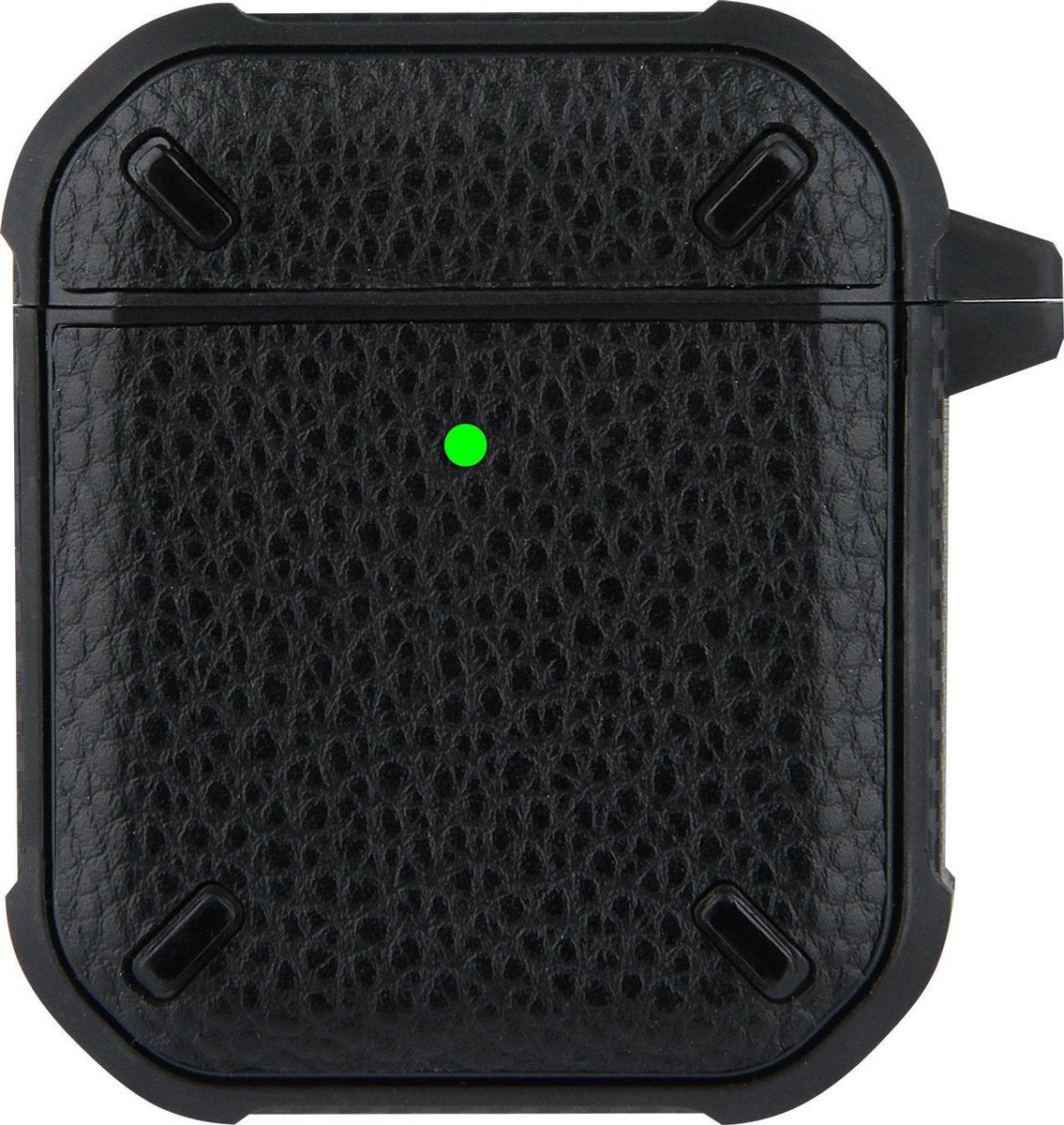Apple Airpods 1 en 2 Lederlook Case - Softcase - Sleutelhanger - Silliconen - Leer - Apple Airpods - Zwart