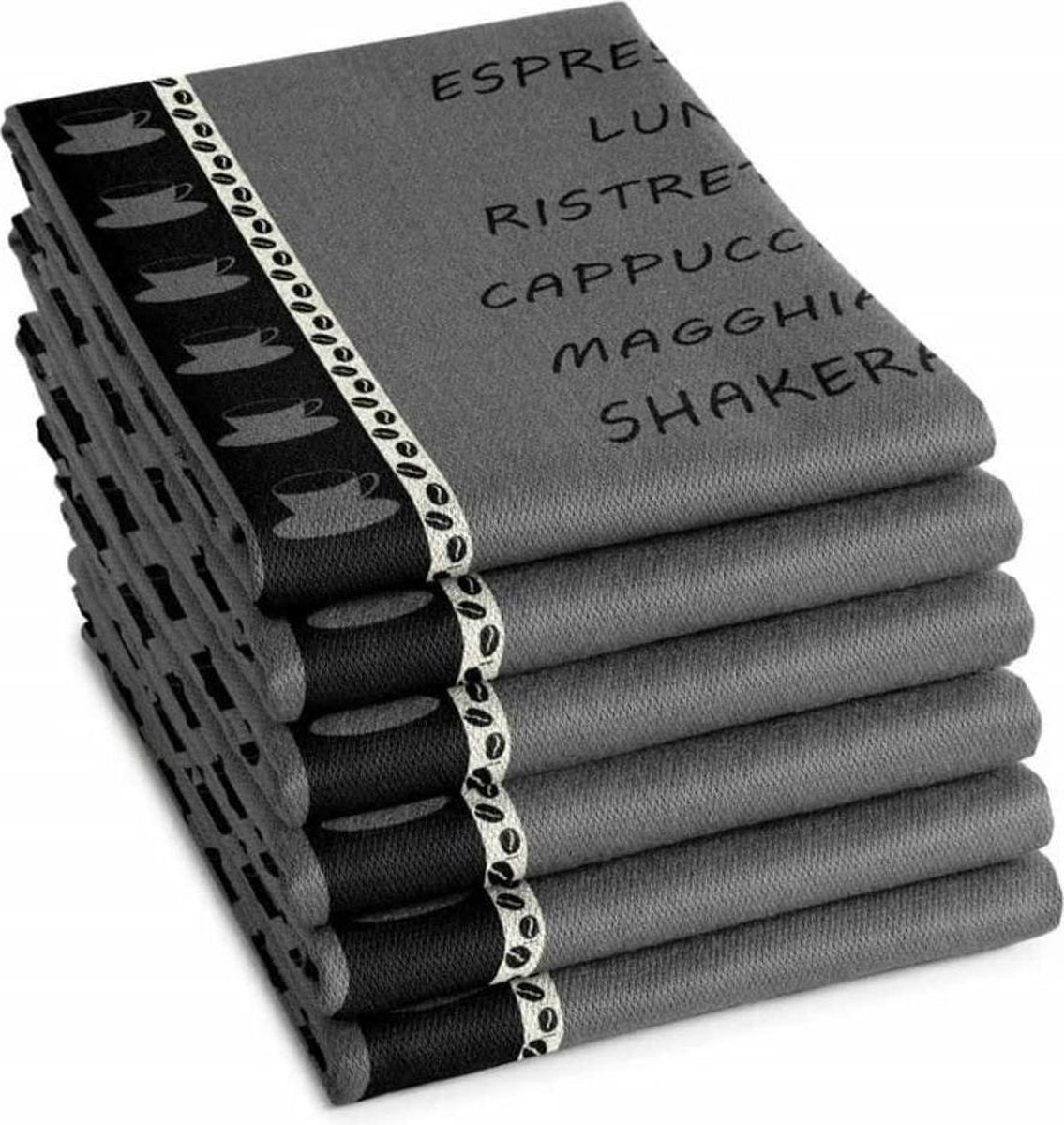 DDDDD Ristretto - Theedoek - 60x65 cm - Set van 6 - Anthracite