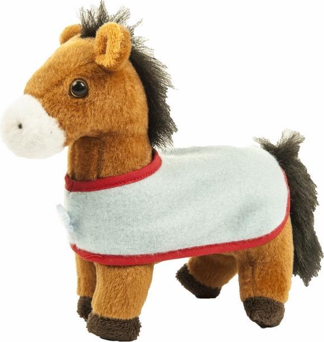 HKM Groot staand pluche paard met deken bruin