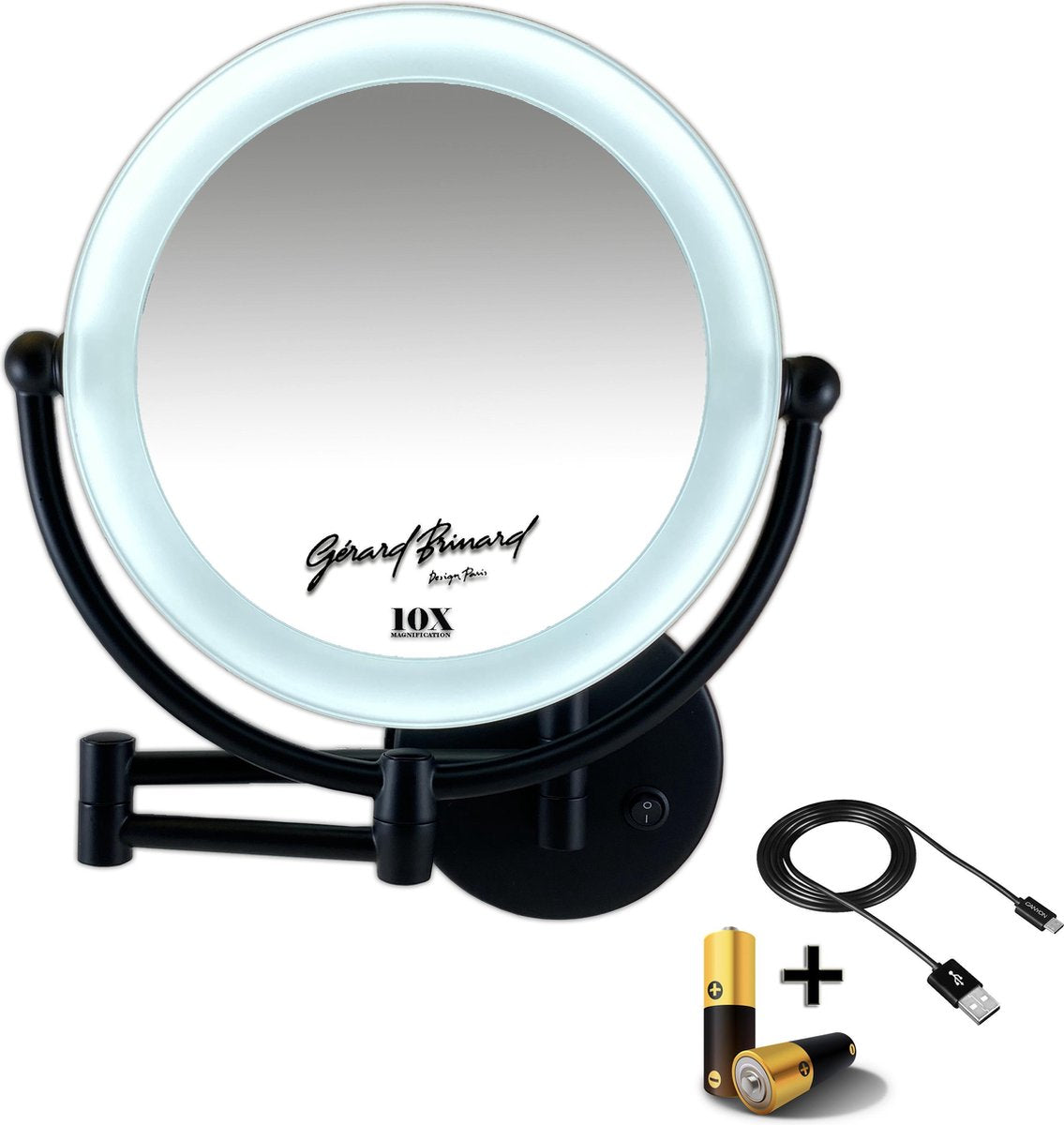 Metalen wand knik arm make-up LED Spiegel Mat zwart