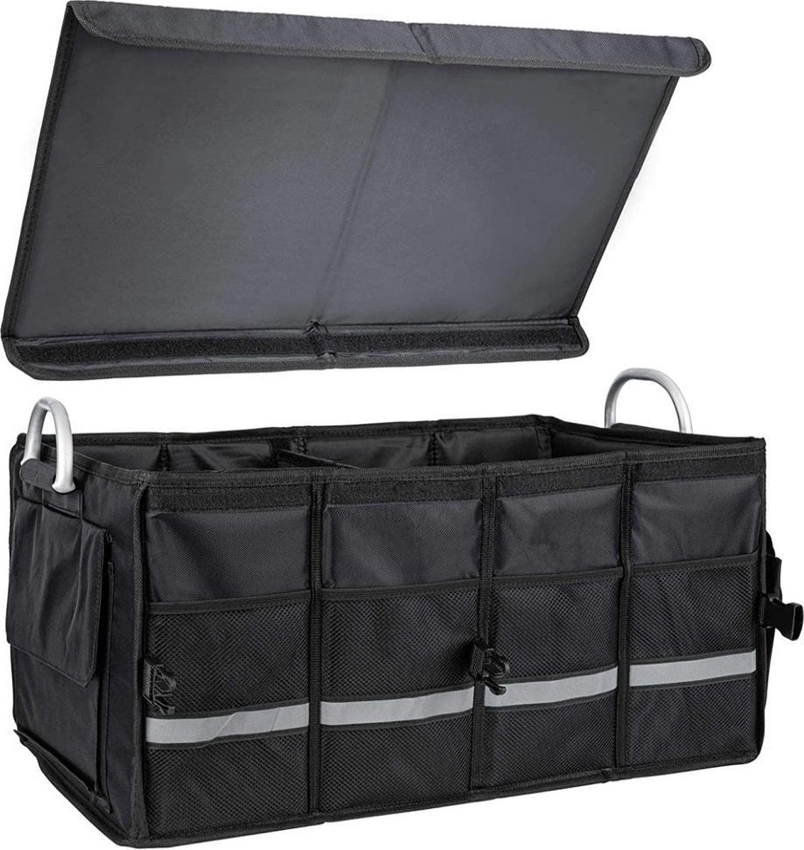 Kofferbak Opbergbox Organizer Auto Opbergen Boodschappen Opvouwbaar Organiseren Plaatsbesparend Autobox Met Klittenband En Deksel Delux