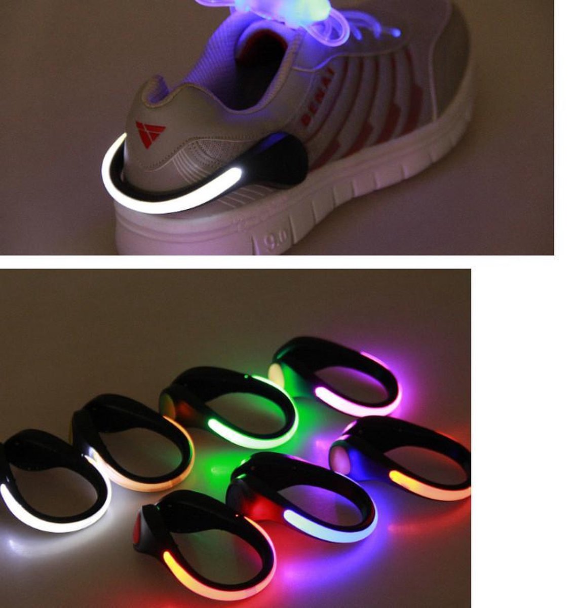 Multifunctionele Fiets opHangen Lampjes super Handig- Schoen LED Verlichting Hardlopen Verlichting-Kinder Buitenspelen Veiligheids Clip-On-Knipperend of Brandend Inclusief Batterijen- Wit met Oranje Licht-WATERBESTENDIG