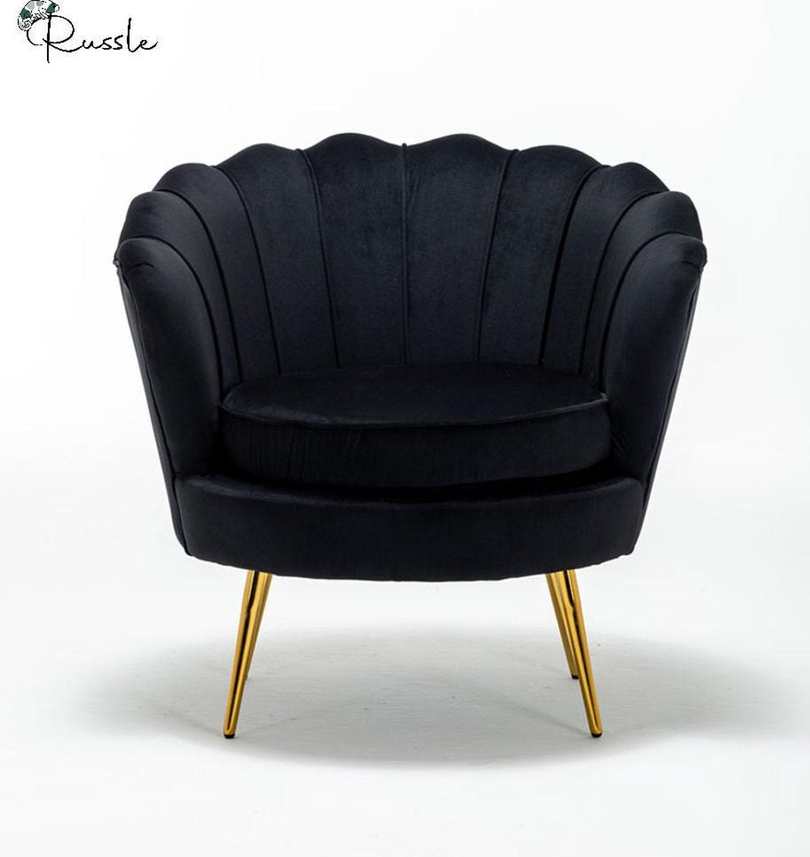 Luxe Velvet Chair Schelp Stoel - Black Velvet - Zwart
