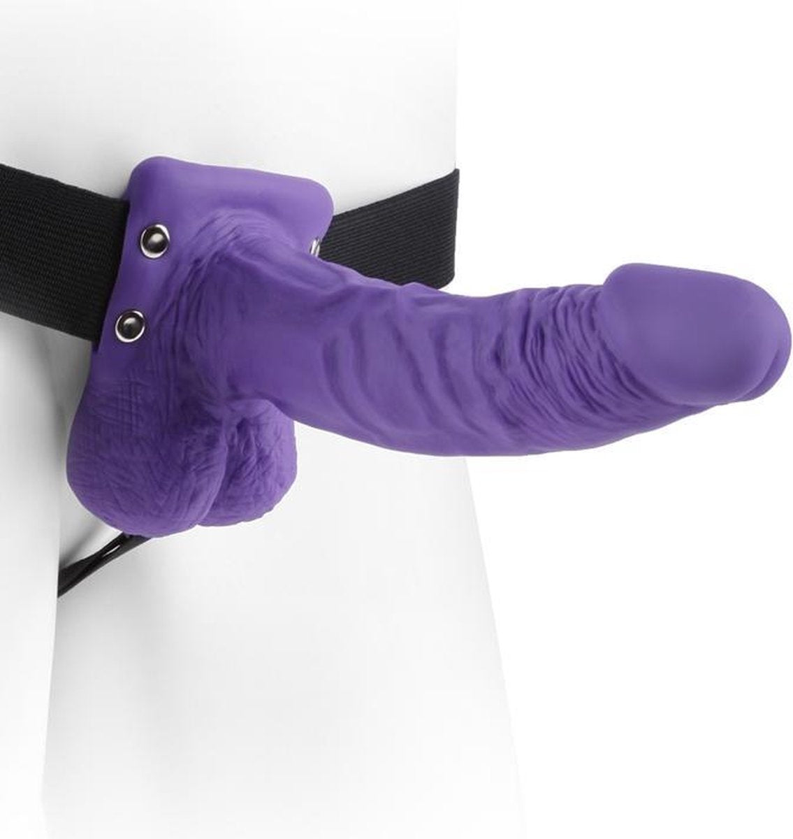 Hollow Strap-On with Balls - 7 Inch - Purple - Strap On Dildos -