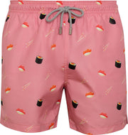 SUSHI Sneldrogende Zwembroek Heren met Mesh Binnenbroek en Drie Zakken - Zachte en Comfortabele Zwemshort Heren / Zwembroeken Heren - Waterafstotende Zwembroek Mannen / Herenmode van Premium Stof - Roze - L (EU 44)