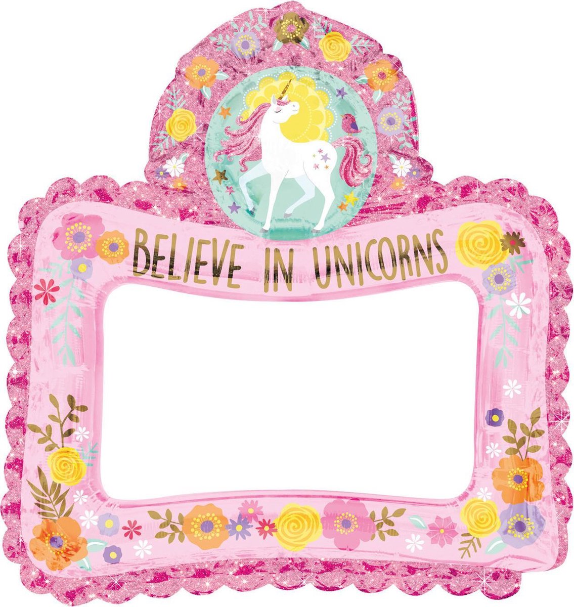 Amscan 'Believe in Unicorns' selfie frame folieballon - 66 x 68 cm