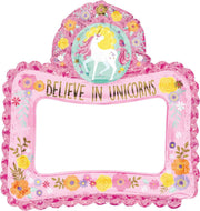 Amscan 'Believe in Unicorns' selfie frame folieballon - 66 x 68 cm