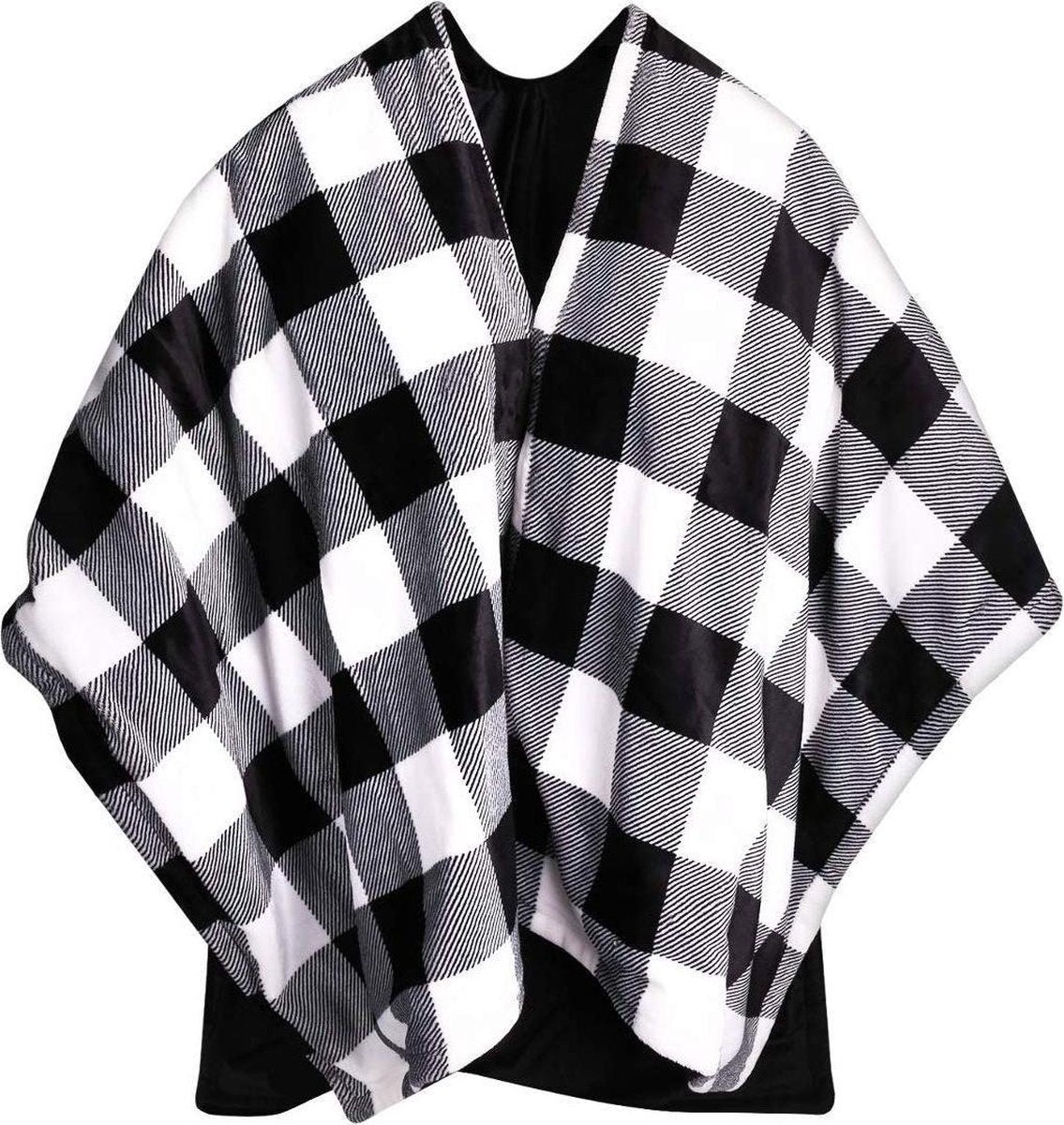 Cosi® Elektrische deken poncho geblokt met 3 warmtestanden 180x130cm | Elektrisch knuffeldeken draagbaar als poncho | Bescherming tegen oververhitting en geschikt voor in de wasmachine | Zacht en duurzaam materiaal | Ideaal voor de koude dagen