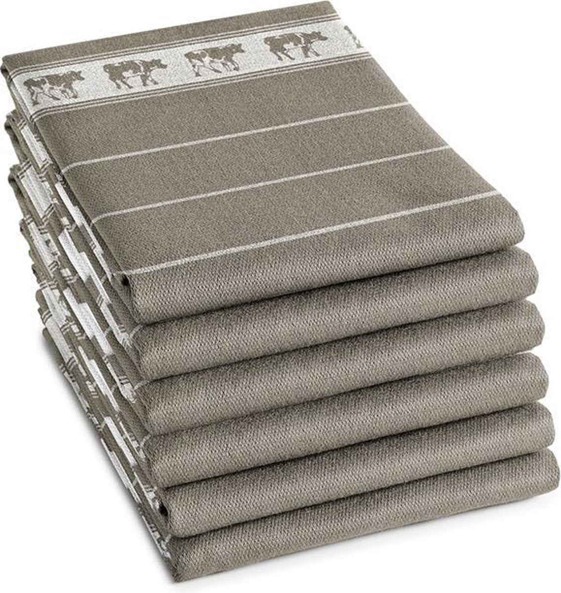 DDDDD Zwart Bont - Theedoek - 60x65 cm - Set van 6 - Taupe