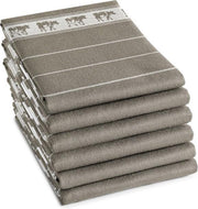DDDDD Zwart Bont - Theedoek - 60x65 cm - Set van 6 - Taupe