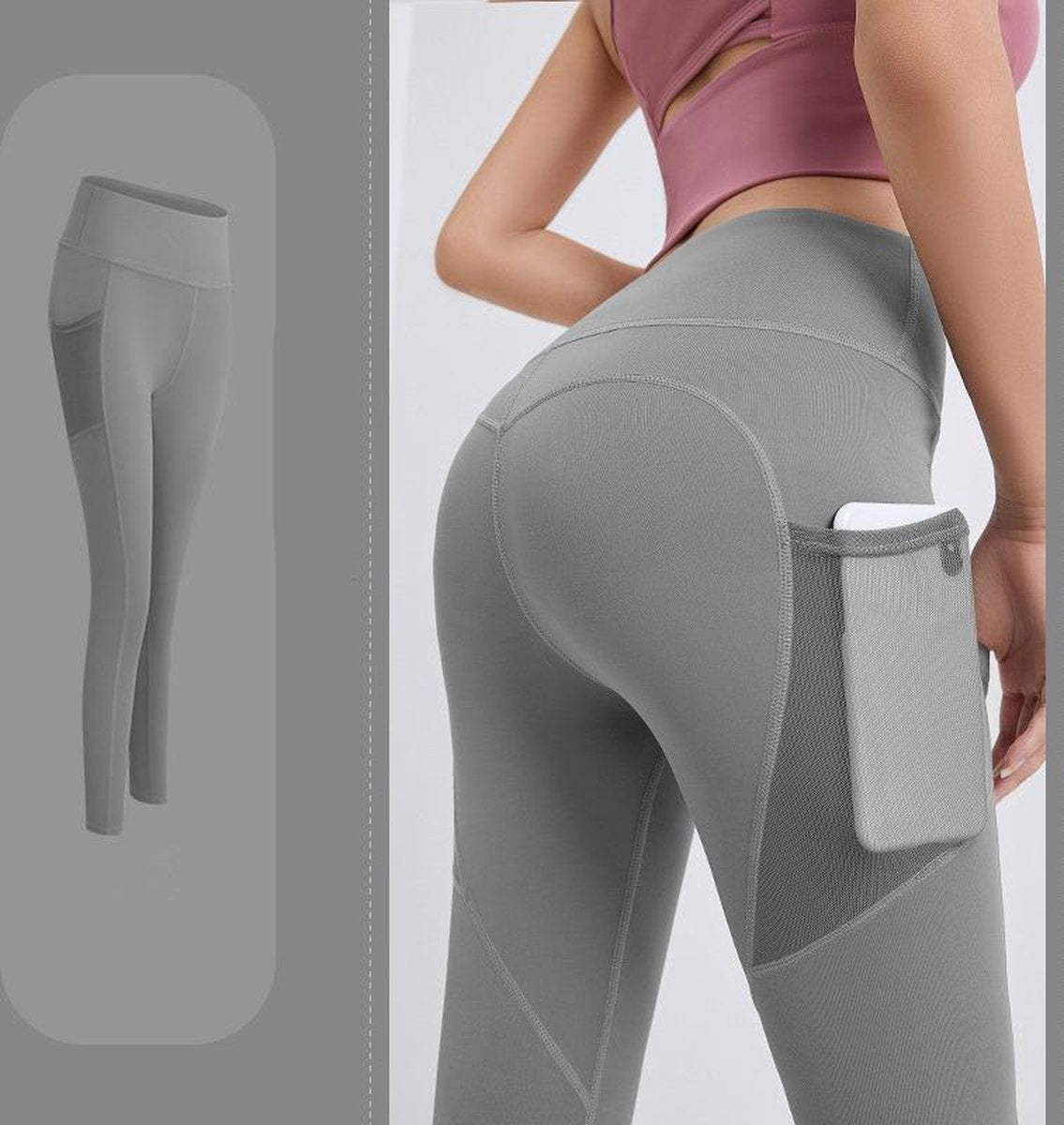 TDR - Fitness broek - Sportlegging - Yoga Broek -  Yogalegging - Dames - Grijs- M