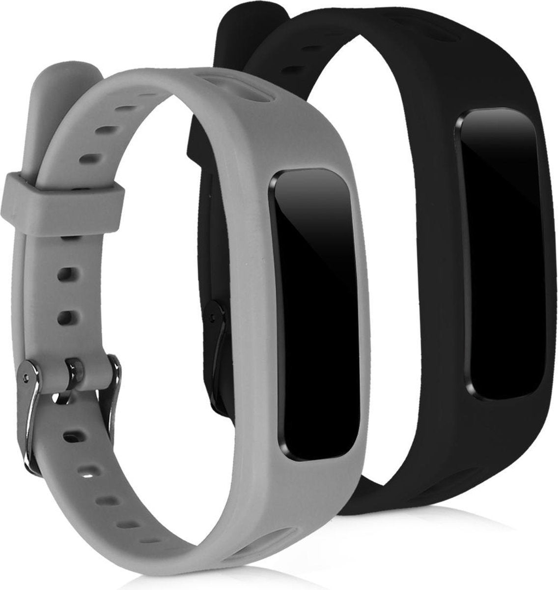 kwmobile 2x horlogeband voor Honor Band 3e - siliconen band voor fitnesstracker - zwart / grijs