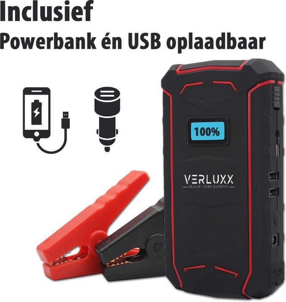 Jumpstarter met Powerbank van VERLUXX© - Quality over Quantity - Starthulp voor Auto