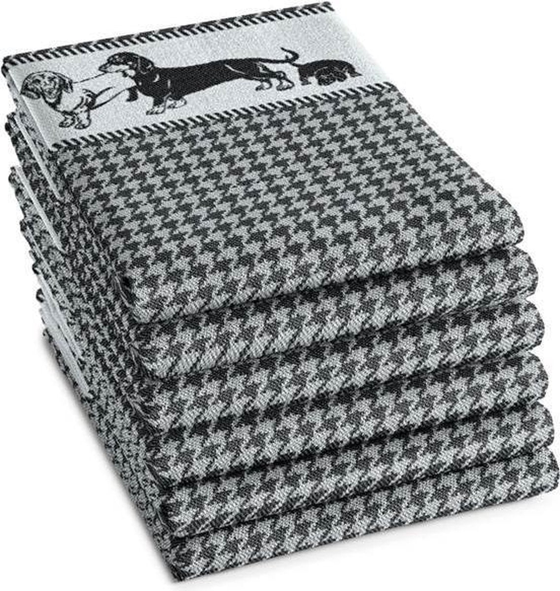 DDDDD Saar - Theedoek - 60x65 cm - Set van 6 - Black