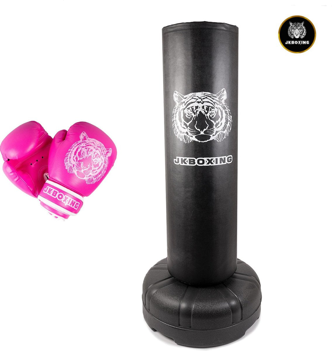SET JKBOXING staande Bokspaal/Bokszak "The Giant" + bokshandschoenen 8 oz roze