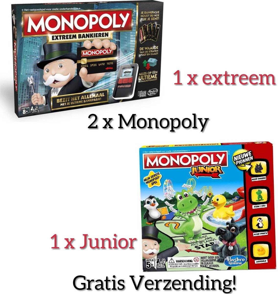 Monopoly Bundel ! / Monopoly Extreem Bankieren - Bordspel + Monopoly Junior - Bordspel
