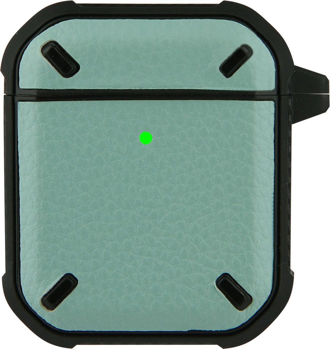 Apple Airpods 1 en 2 Lederlook Case - Softcase - Sleutelhanger - Silliconen - Leer - Apple Airpods - Lichtgroen