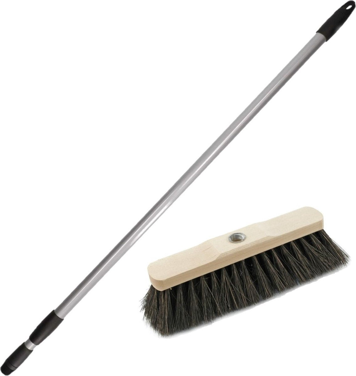 Binnenbezem Arenga inclusief metalen telescoopsteel grijs 130 cm - Zachte bezems