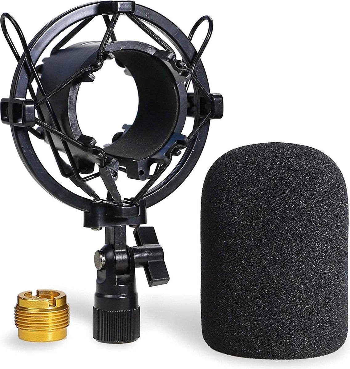 AT2020 Shock Mount met popbescherming - microfoonspin met windshield vermindert trillingsgeluiden voor Audio Technica AT2020 AT2035 ATR2500