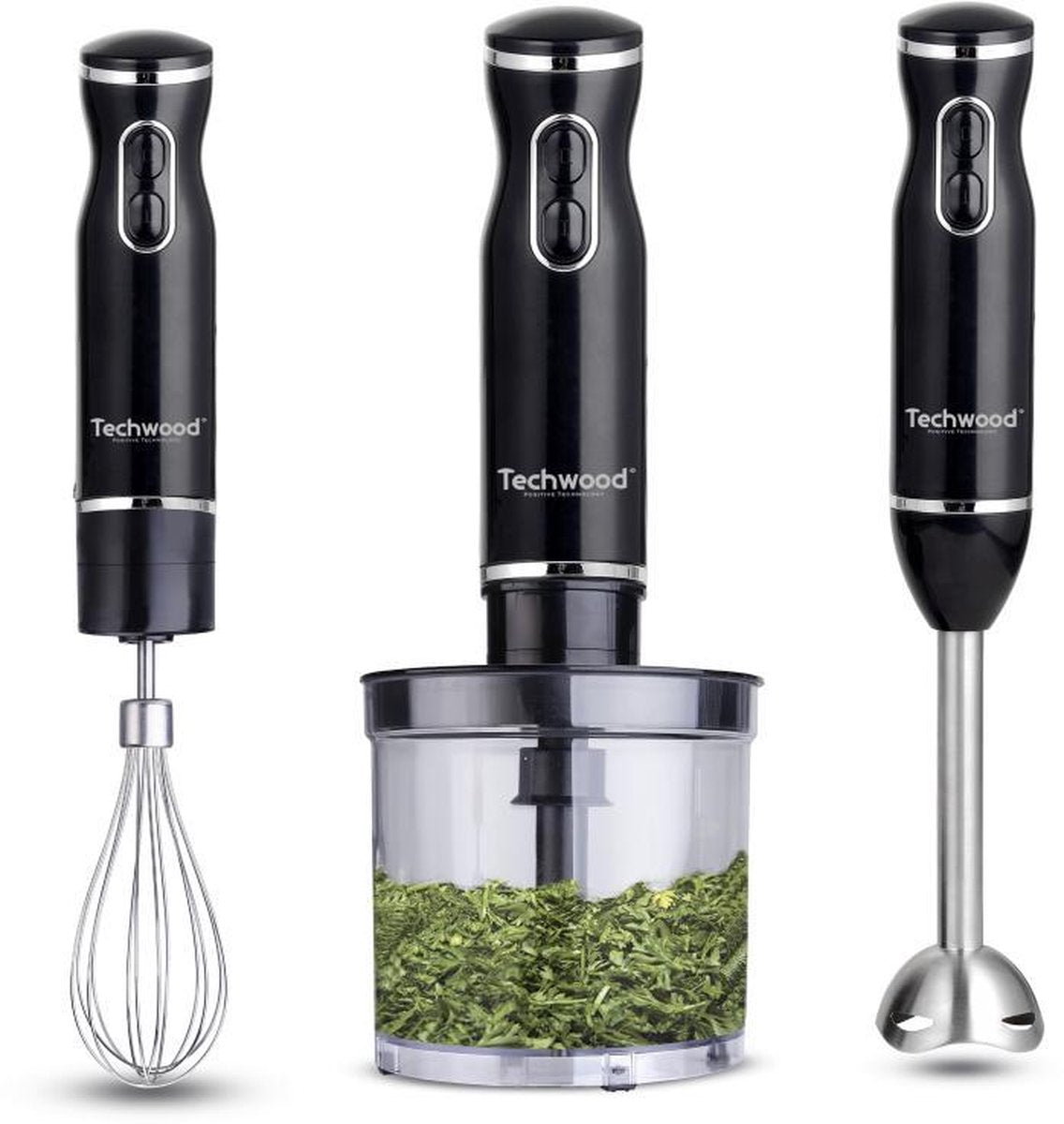 Techwood  - Staafmixerset – 3-in-1 – 600 Watt – hakken – kloppen - pureren