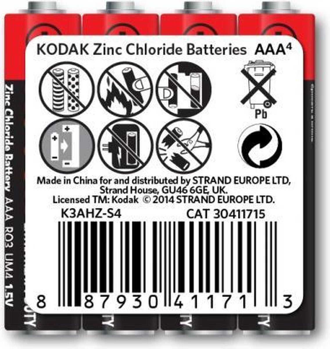 4 Kodak AAA Batterijen - Extra Heavy Duty