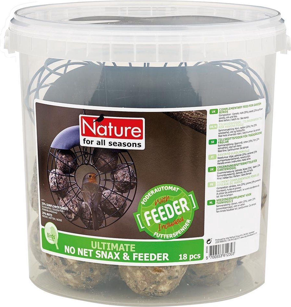 Nature For All Seasons No Net Snax - Vogel - Aanvullend voer - Met voederautomaat - 18 x 80 gr