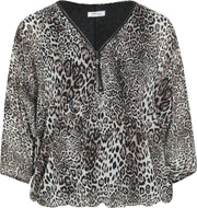 Blouse in crêpe met dierenhuidprint